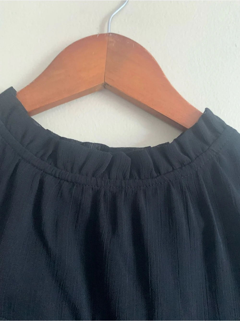 LOFT Black Pleated Mock Neck Sheer Short Puff Sleeve Blouse Top M Petite NWT